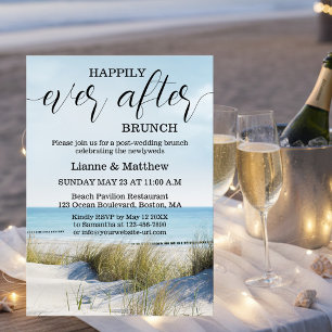 Moderne strand- en duinbruiloftbrunch kaart