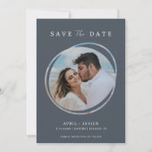 Moderne Strand Foto Bruiloft Save the Date (Voorkant)