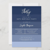 Moderne strand Nautical Navy Stripes 30th Birthday Kaart (Voorkant)