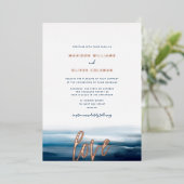 Moderne strand Ocean Theme Wedding Folie Uitnodiging (Staand Voorkant)