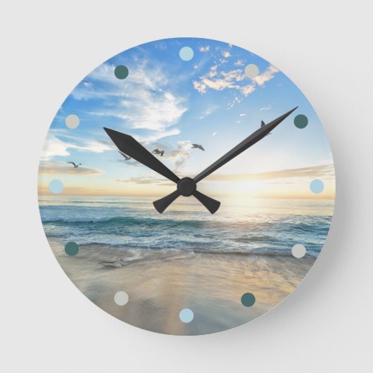 Moderne strand Ocean Waves Ronde Klok (Voorkant)