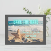 Moderne strand Scene & Neon sparen de Datum Save The Date (Staand voorkant)