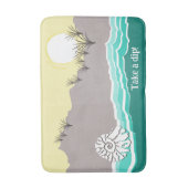 Moderne Strand Schelp Turquoise Gele Zand Badmat (Voorkant Verticaal)