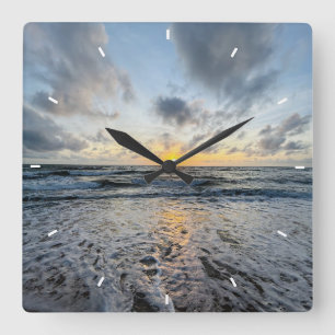 Moderne strand zonsondergang wandklok huis decorat vierkante klok