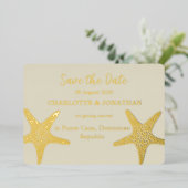 Moderne Strandbruiloft met Stervis Goud Folie Uitnodiging (Staand Voorkant)