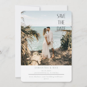 Moderne strandfoto afgeronde save the date