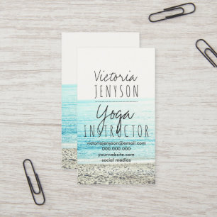 Moderne strandfotografie-yoga-instructeur visitekaartje