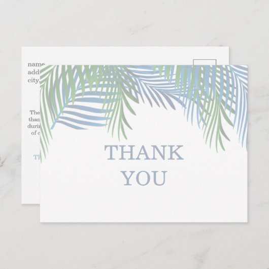 Moderne strandpalm verlaat begrafenis briefkaart (Voorkant / Achterkant)