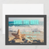 Moderne strandscène & neon Save the Date (Voorkant / Achterkant)