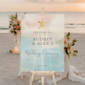 Moderne strandthema-huwelijksceremonie welkom acryl bord