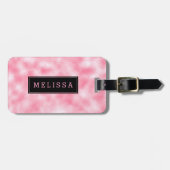 Moderne Strawberry & Cream Glitter Textuur Bagagelabel (Voorkant horizontaal)