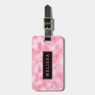 Moderne Strawberry & Cream Glitter Textuur Bagagelabel
