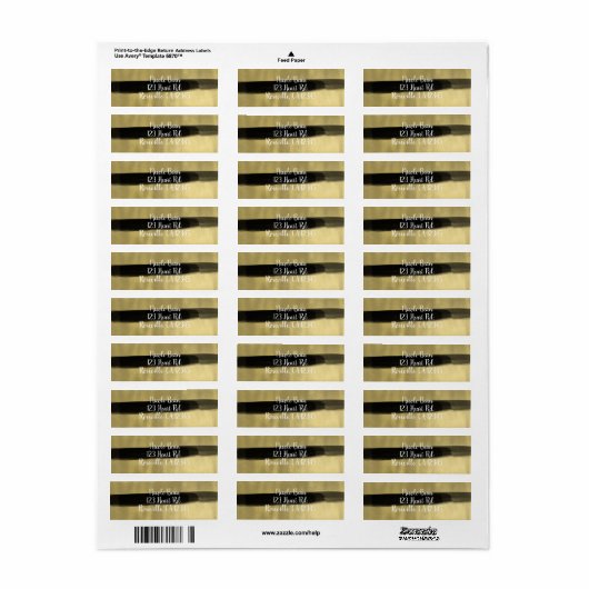 Moderne streep met zwart-wit en gouden verf etiket (Full Sheet)