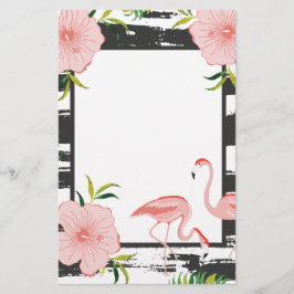 Moderne streep roze flamingo briefpapier