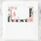 Moderne streep roze flamingo rechthoekige sticker (Tas)