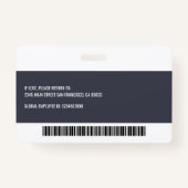 Moderne streepjescode voor aangepaste Logo werknem Badge (Achterkant)