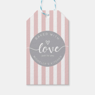Moderne strepen Home Baked Goods Monogram Cadeaulabel