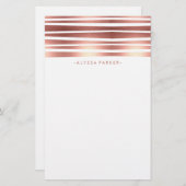 Moderne strepen in Faux Roos Gold Briefpapier (Voorkant / Achterkant)