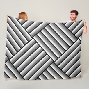 Moderne strepen in zwart, wit en grijs - cool     fleece deken