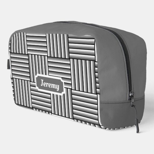 Moderne strepen in zwart, wit en grijs - custom toilettasje (Rechterhoek)