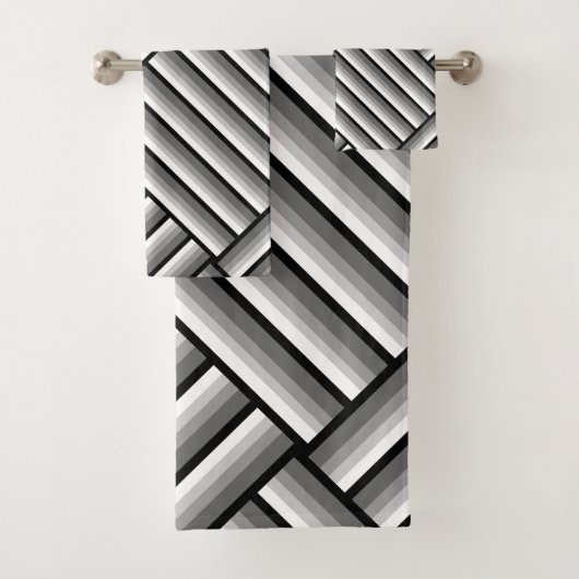 Moderne strepen in zwart, wit en grijs - koel bad handdoek (Insitu)