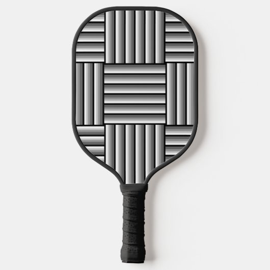 Moderne strepen in zwart, wit en grijs - Monogram Pickleball Paddle (Achterkant)