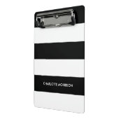 Moderne strepen naam monogram zwart-wit mini klembord (Angled2)