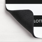 Moderne strepen naam monogram zwart-wit muismat (Hoek)