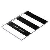 Moderne strepen naam monogram zwart-wit notitieboek (Linkerzijde)