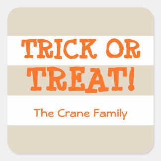 Moderne strepen oranje trick or treat Halloween Vierkante Sticker