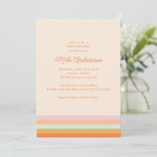 Moderne Strepen Retro Pastel Zomer Baby Shower Kaart
