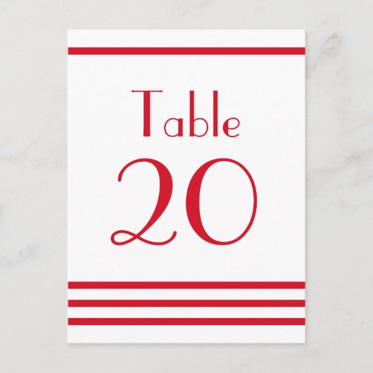 Moderne strepen tafelnummers (rood) (Voorkant)