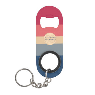 Moderne Strepen-Zonsondergang-Trendy Kleuren- Mini Flessenopener