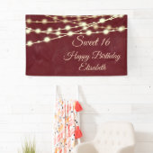 Moderne string licht waterverf zoete 16 party spandoek (Insitu)