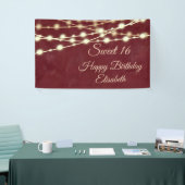 Moderne string licht waterverf zoete 16 party spandoek (Beurs)