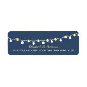 Moderne string lichten, geel en wit huwelijk etiket (Voorkant)