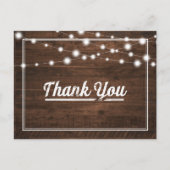 Moderne String Lights op Hout Rustiek Bedankt Briefkaart (Voorkant)