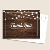 Moderne String Lights op Hout Rustiek Bedankt Briefkaart