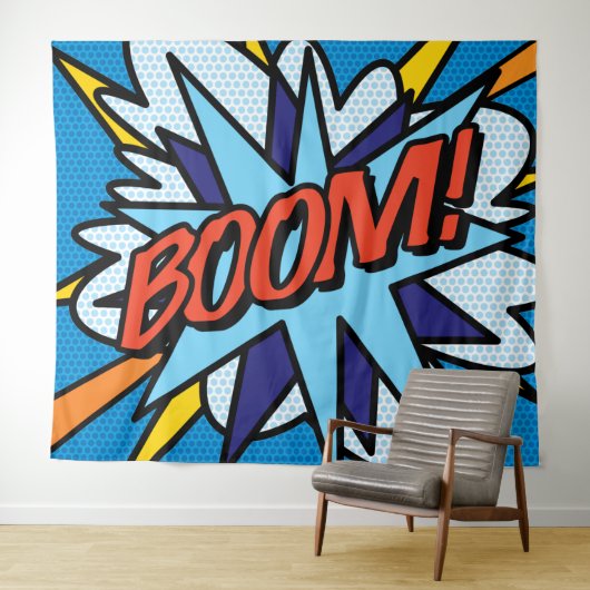 Moderne Stripboek Pop Art BOOM Wandtapijt Wandkleed (In Situ (horizontaal))