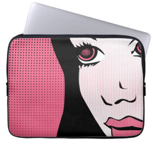 Moderne stripboek Pop Art van het gezicht van een Laptop Sleeve