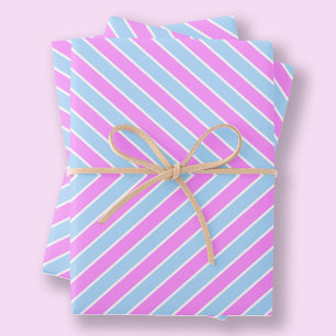 Moderne Stripe Cute Light Pastel Bleek Roze Inpakpapier Vel