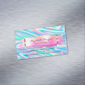 Moderne striped, penseellijn, Gold Lijst holograph Magnetisch Visitekaartje (Voorbeeld)