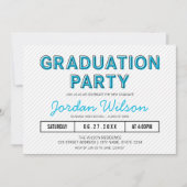 Moderne Stripes Blue Graduation Party Kaart (Voorkant)