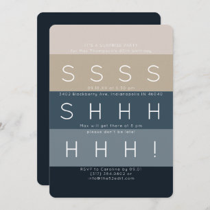 Moderne Stripes Blue Surprise-partij Kaart