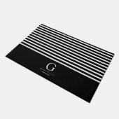 Moderne Stripes Chic Monogram Black White Deurmat (Schuin)