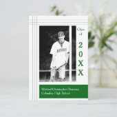 Moderne Stripes Green - 3x5 Afstuderen Aankondigin Kaart (Staand voorkant)