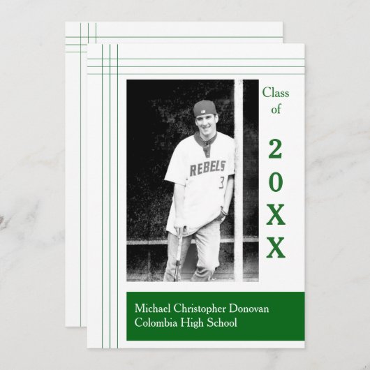 Moderne Stripes Green - Aankondiging Afstuderen (Voorkant / Achterkant)