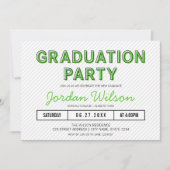Moderne Stripes Green Graduation Party Kaart (Voorkant)