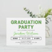 Moderne Stripes Green Graduation Party Kaart (Staand voorkant)