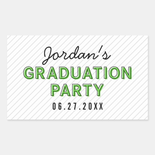 Moderne Stripes Green Graduation Party Rechthoekige Sticker (Voorkant)